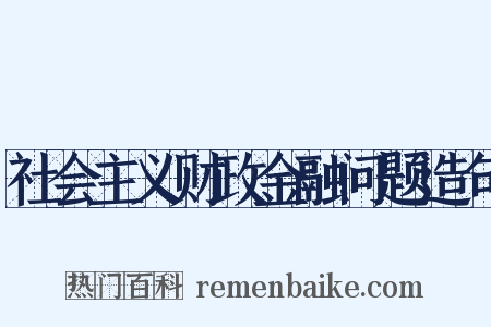 社会主义财政金融问题造句是什么意思的图片